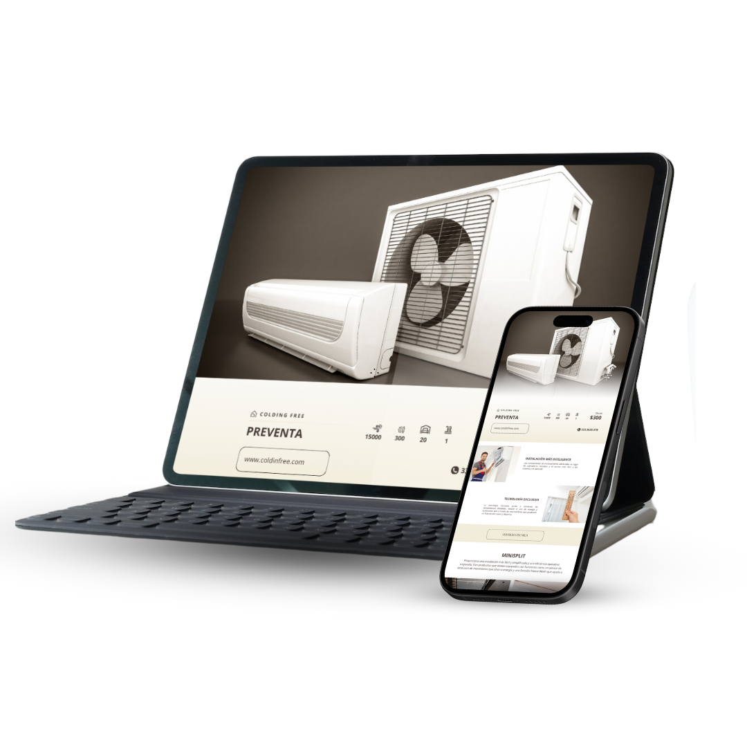 Diseño paginas web venta de equipos de aire acondicionado y refrigeracion, Diseño pagina web HVAC